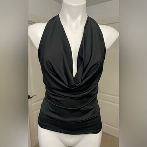 Frederick's of Hollywood Black Twist-Back Tank
